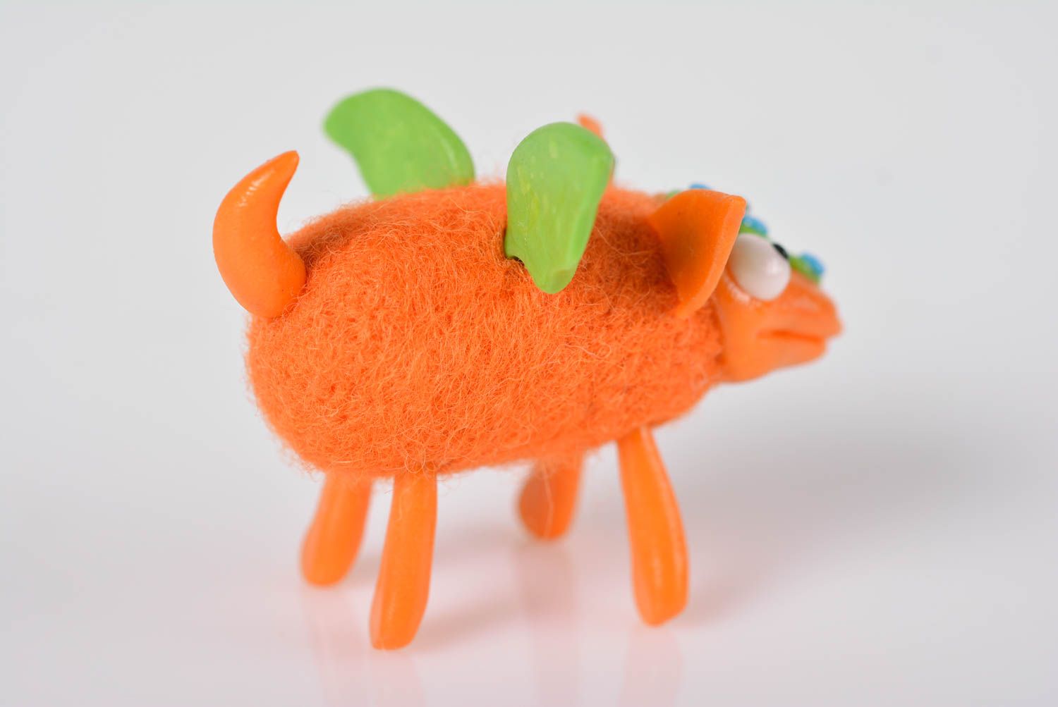 Handmade Kuscheltier Drache in Orange Geschenke für Kinder Haus Deko aus Wolle foto 5