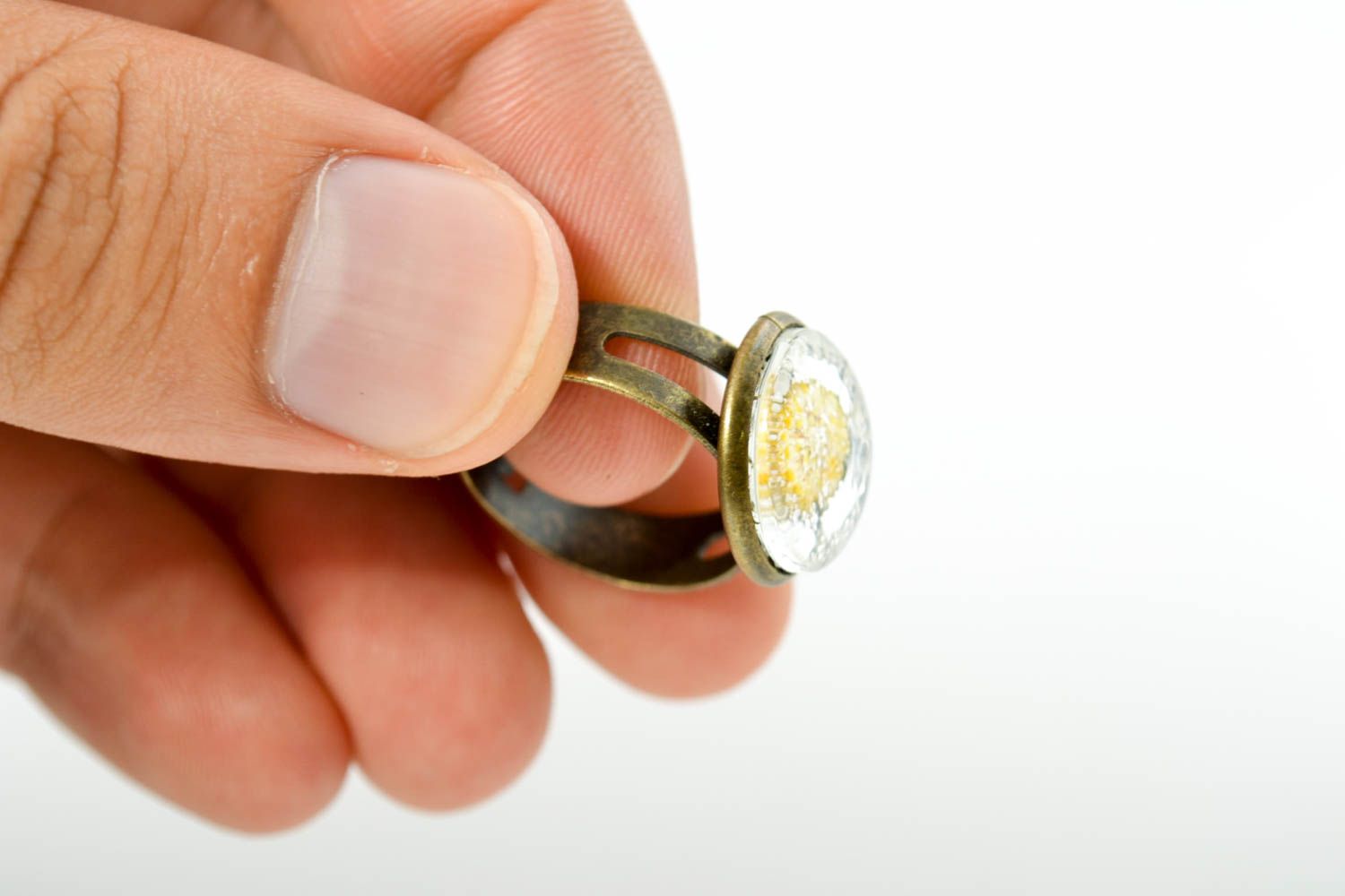 Кольцо ручной работы кольцо из эпоксидной смолы модное кольцо с сухоцветом фото 2