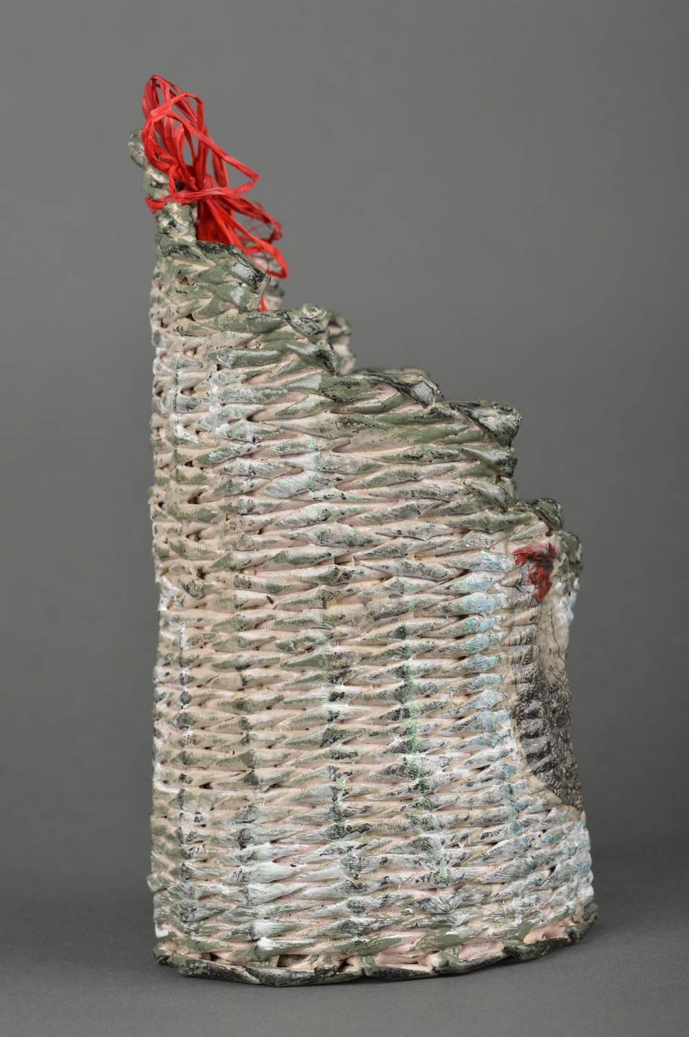 Soporte para botella hecho a mano cesta de mimbre de papel elemento decorativo  foto 2