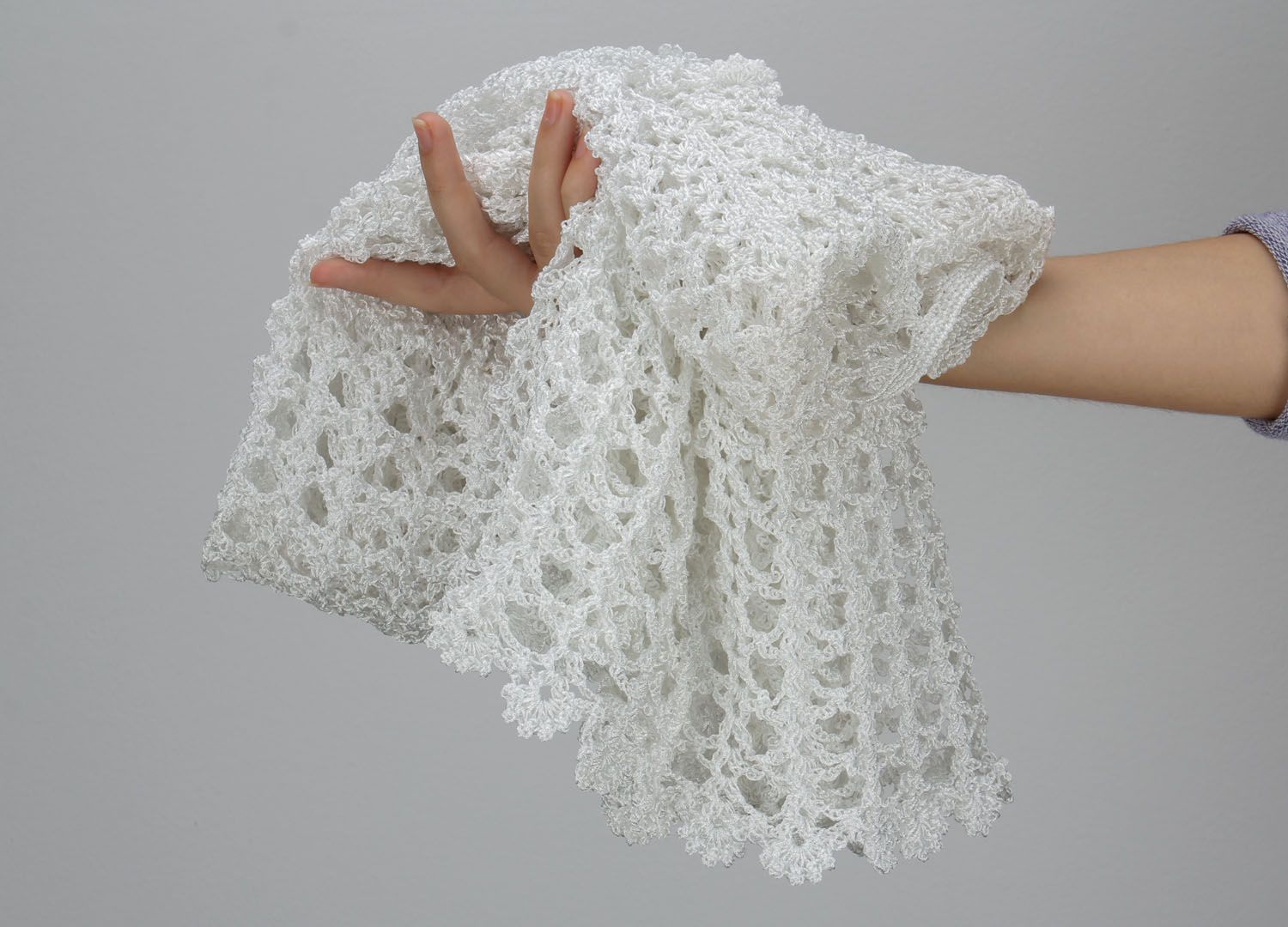 Robe d'été blanche tricotée main photo 5