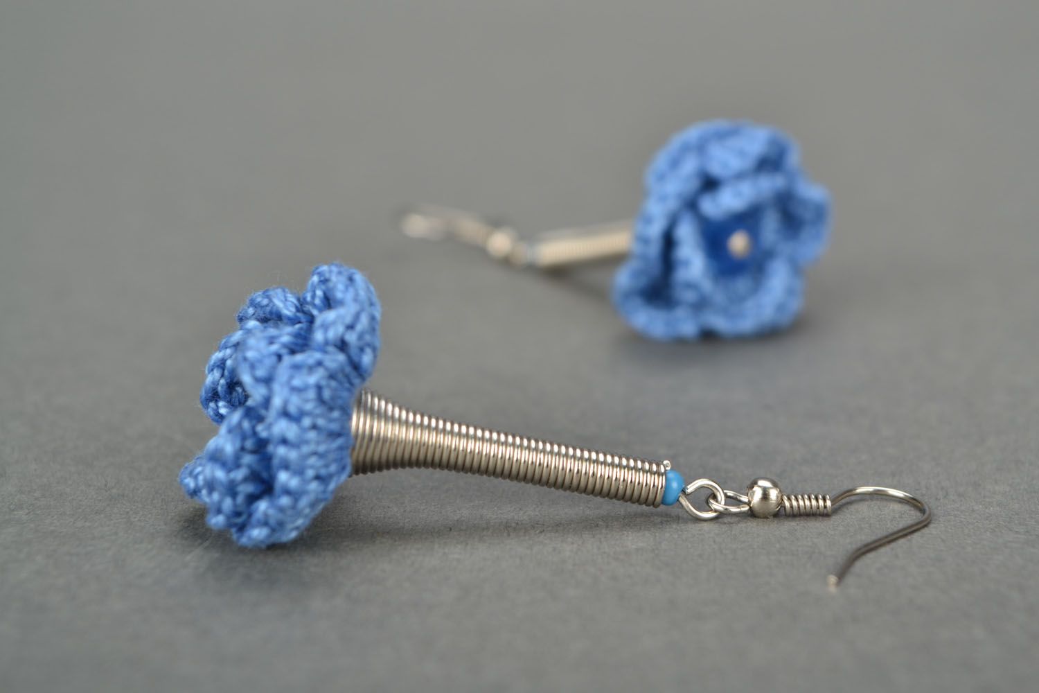 Crochet earrings Cornflowers photo 1
