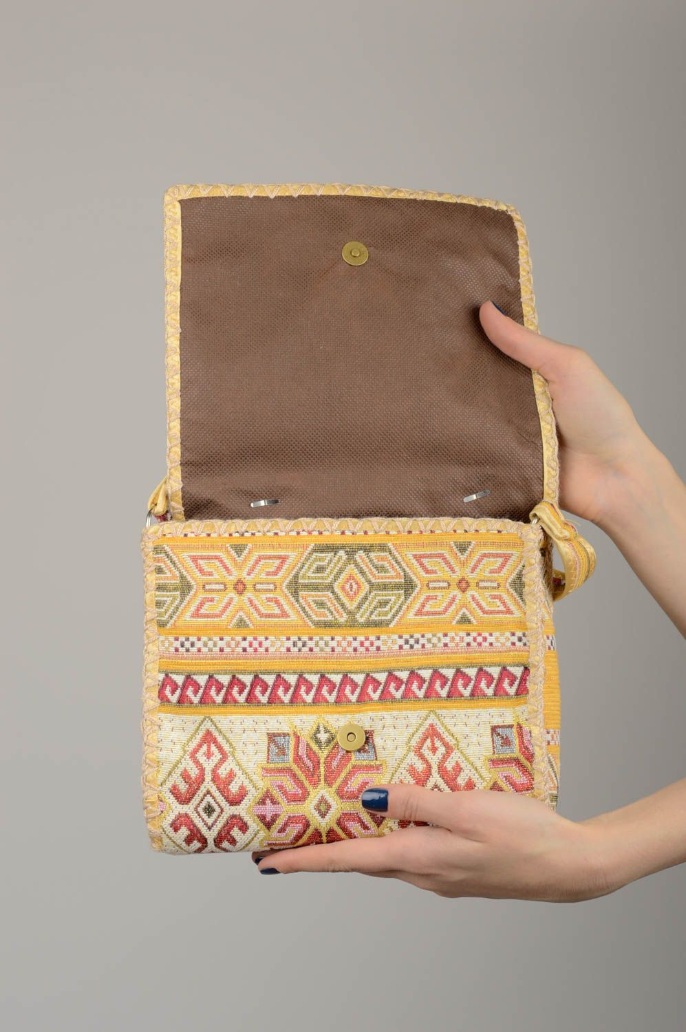 Handmade bag bright fabric bag shoulder bag textile accessory perfect gift photo 4