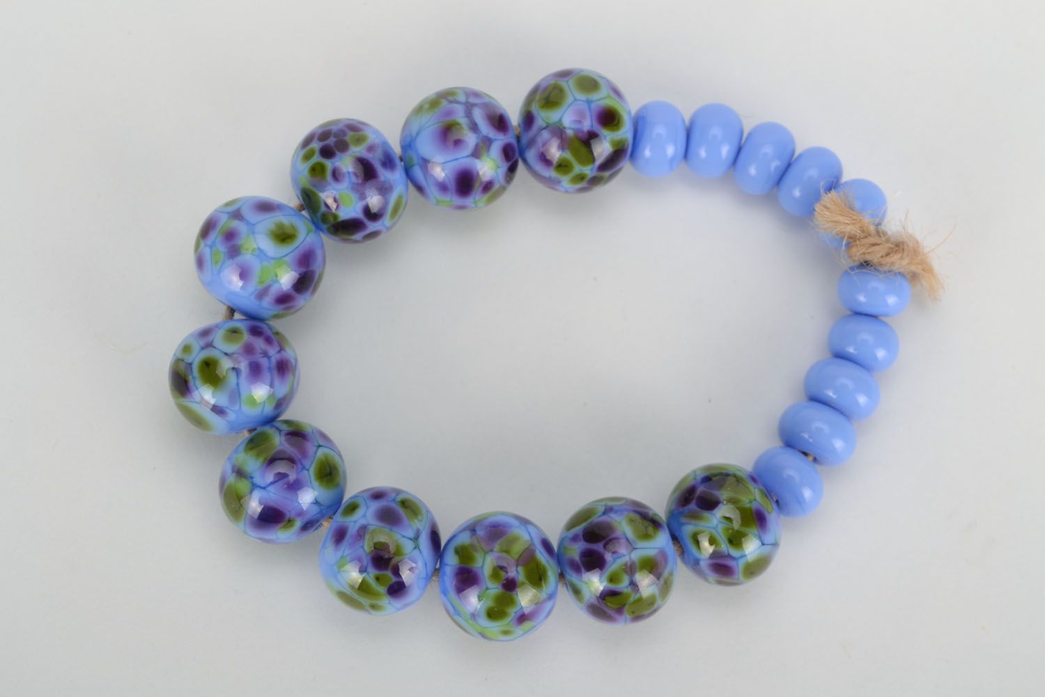Blue glass lampwork beads photo 1