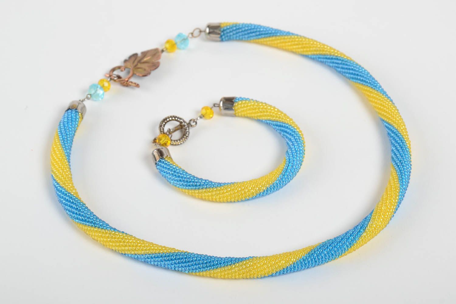 Beautiful jewelry set handmade beaded cord necklace beaded cord bracelet designs photo 3