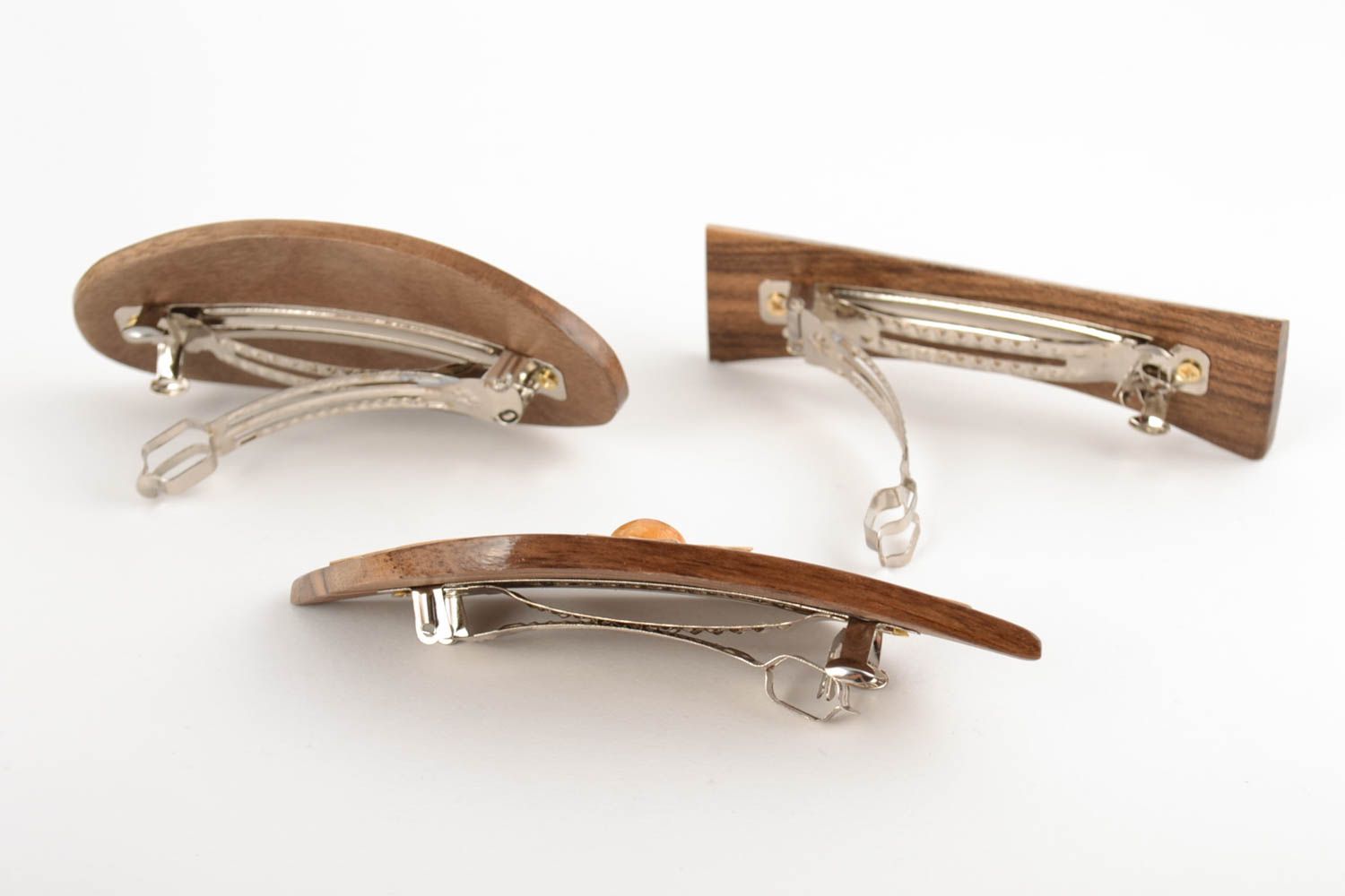 Barrettes faites main design original en bois accessoires pour fille 3 pièces photo 5