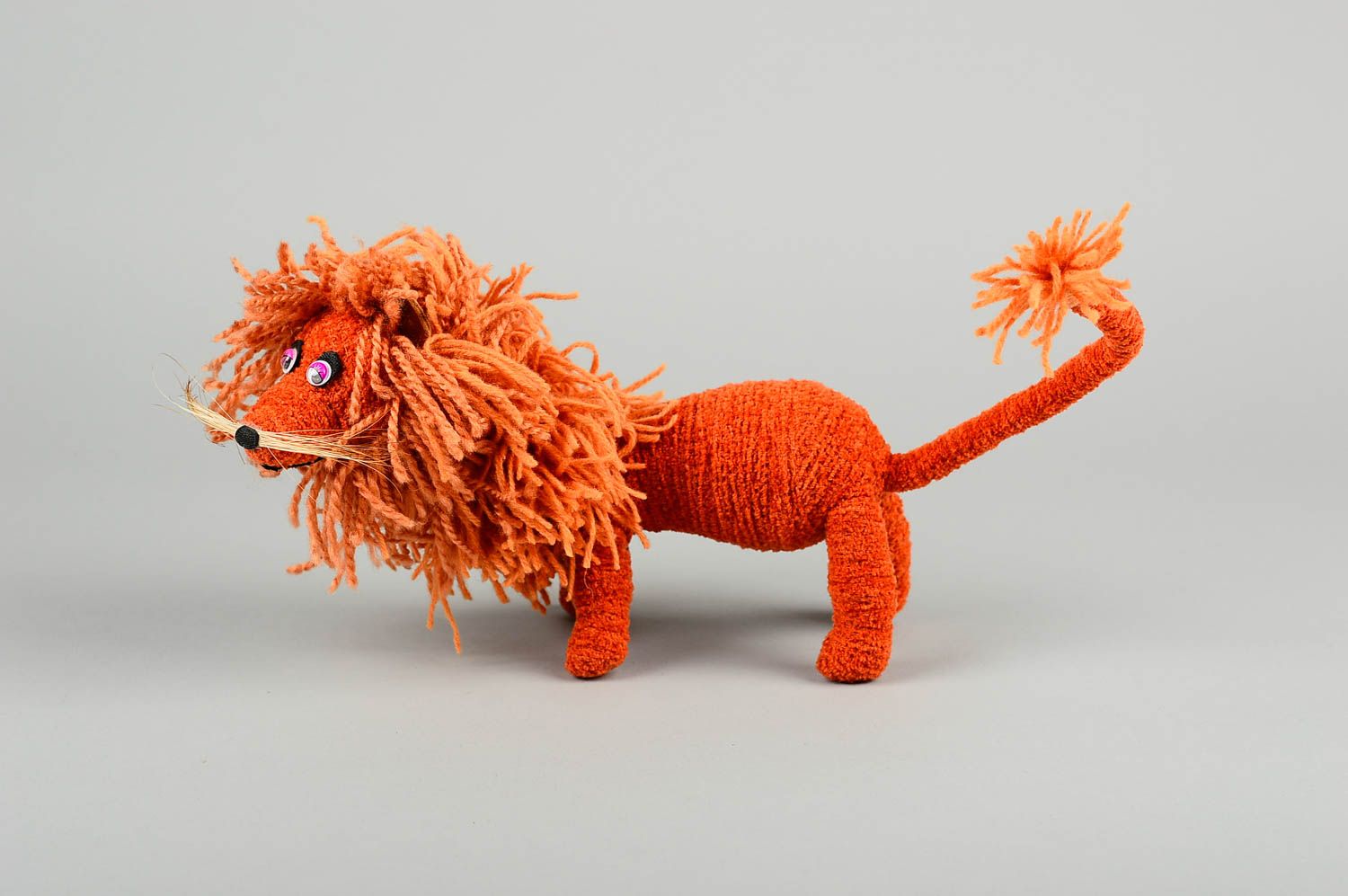 Jouet lion orange fait main Figurine animal Décoration maison intéressante photo 3
