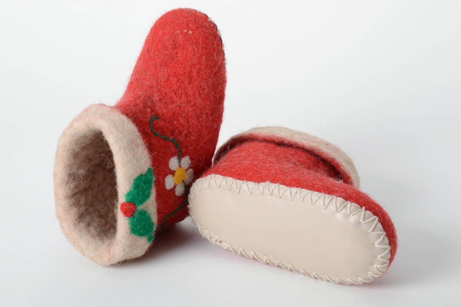Chaussons bottes faits main Chaussures d'intérieur laine feutrée Cadeau original photo 4