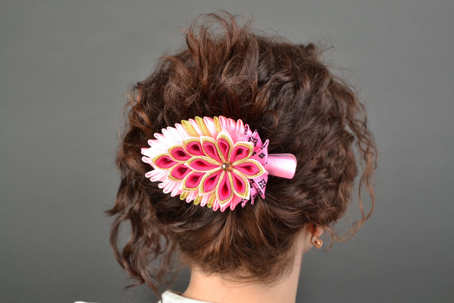 Kanzashi rep ribbon hair clip photo 1