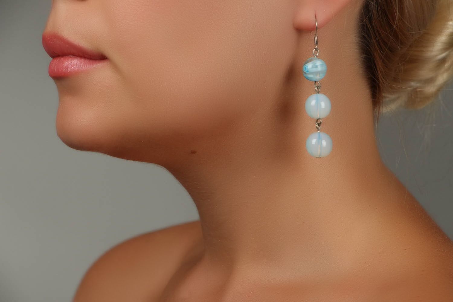 Moonstone earrings with Murano glass photo 4