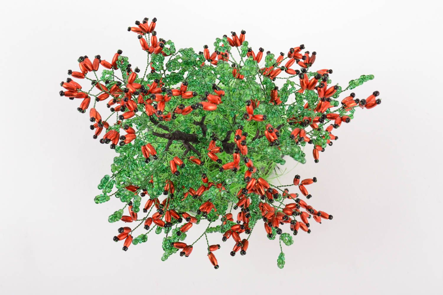 Handmade decorative beaded barberry bush on wire frame table decoration for home photo 2