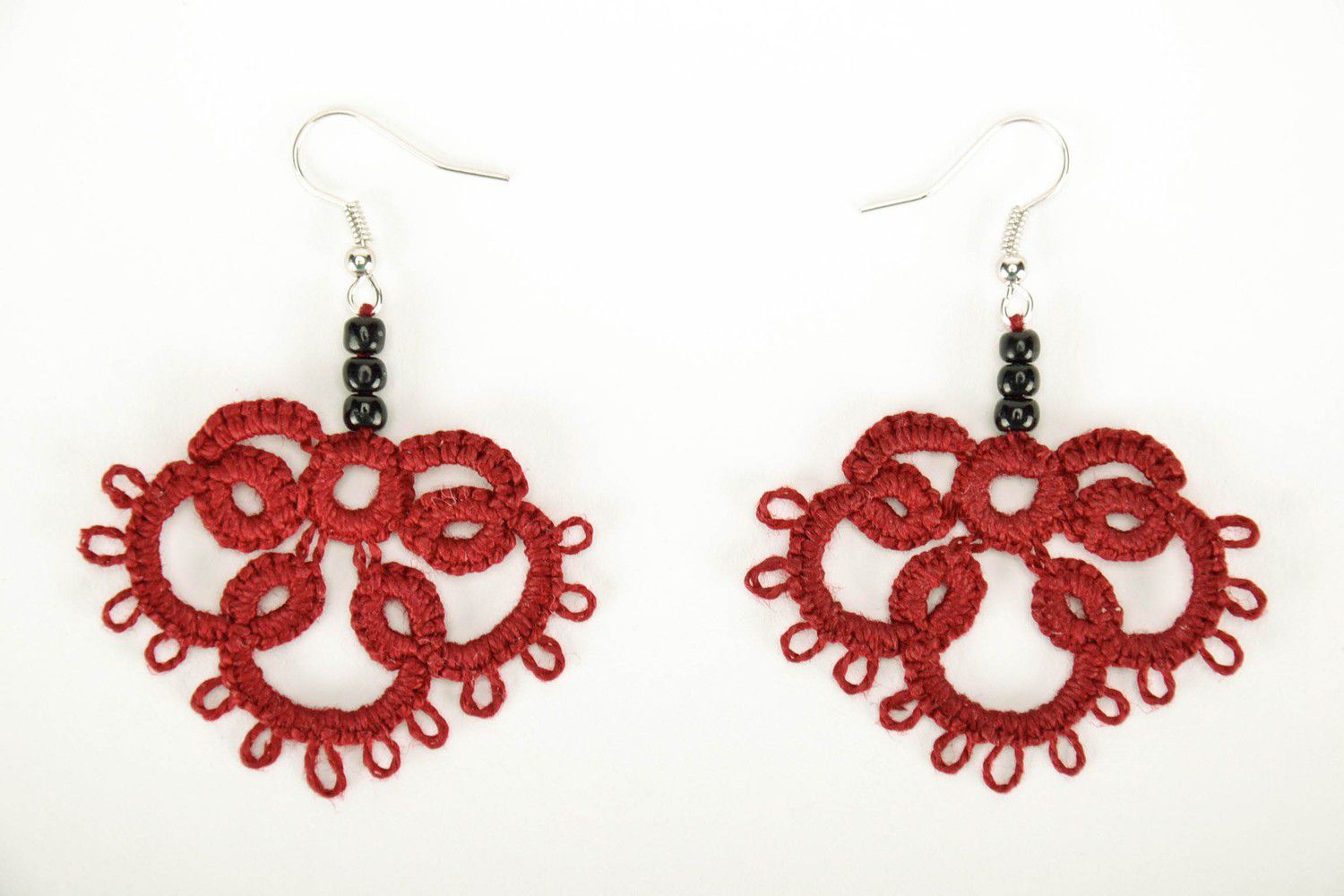 Earrings made from woven lace Claret Clover photo 3