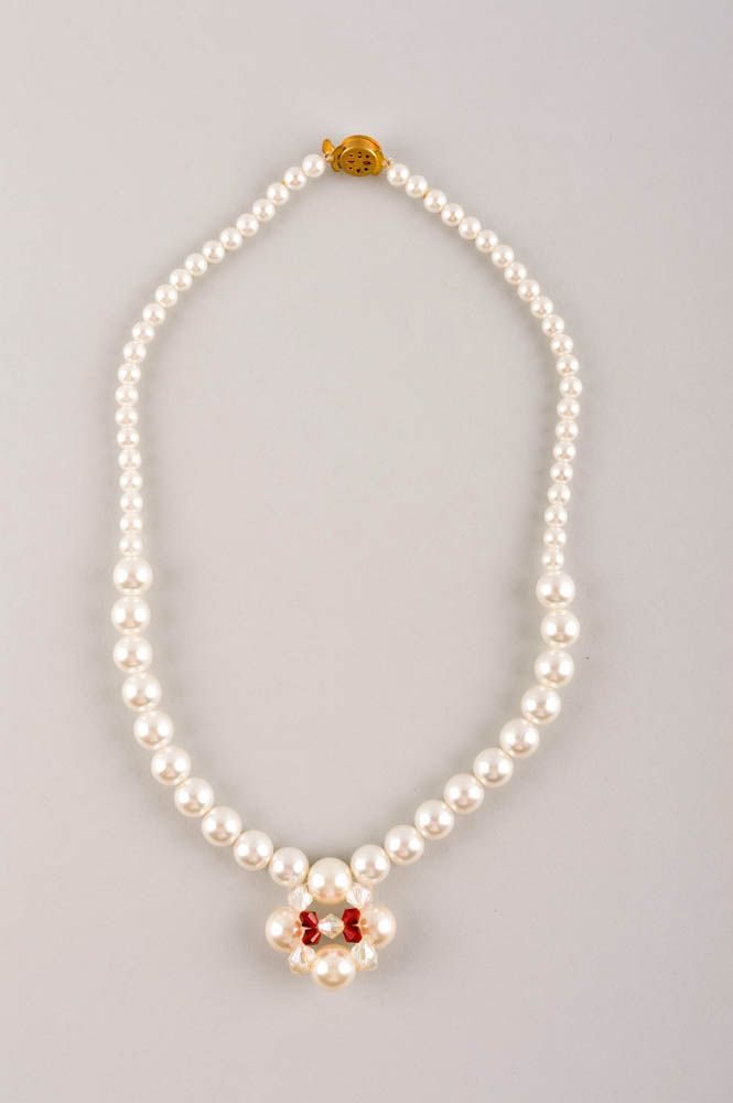 Collier blanc Bijou fait main perles fantaisie design élégant Cadeau femme photo 2