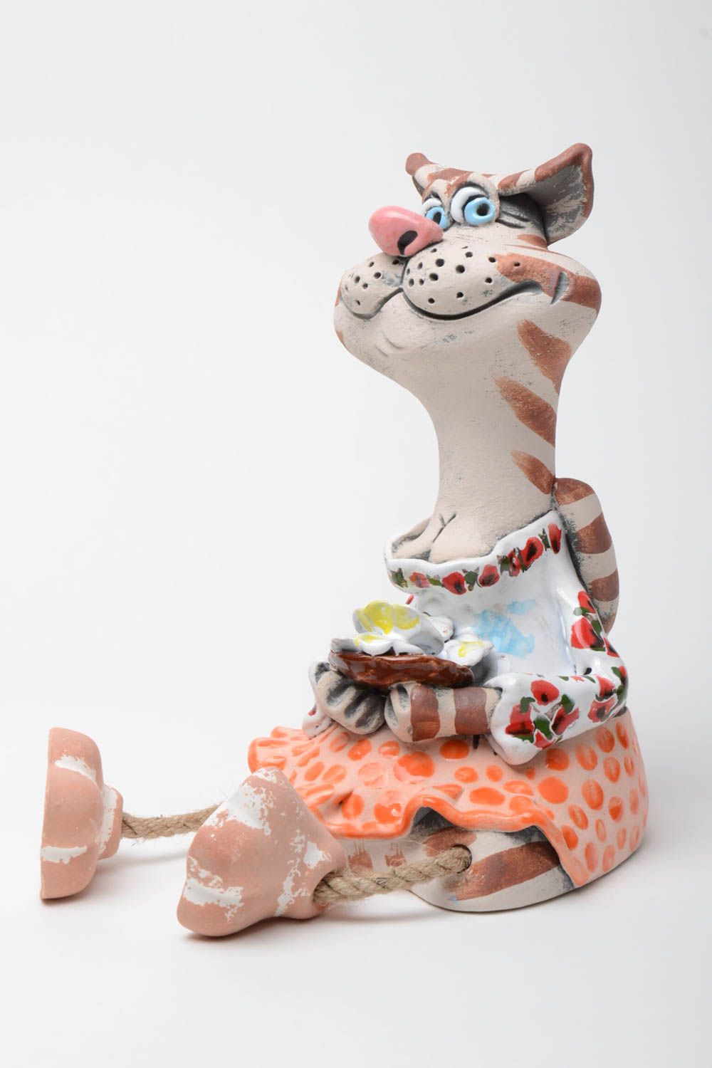 Ceramic money box in the form of small cat beautiful handmade home statuette photo 2