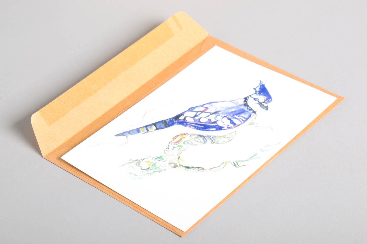 Открытка ручной работы поздравительная открытка с дятлом красивая открытка фото 5