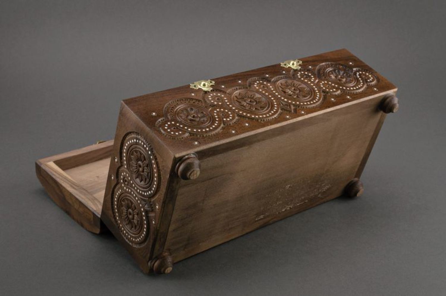 Wooden jewelry box with inlay photo 5