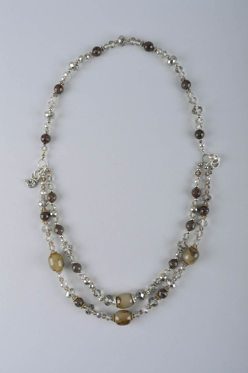 Unique designer natural stones necklace handmade woman bijouterie designer gift photo 2
