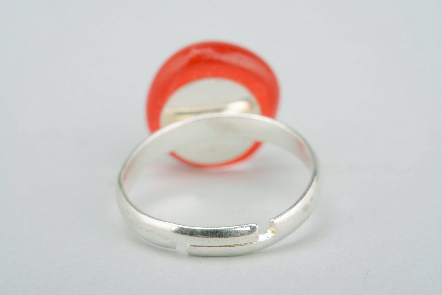 Handgemachter Ring aus Fusing Glas Koralle foto 4