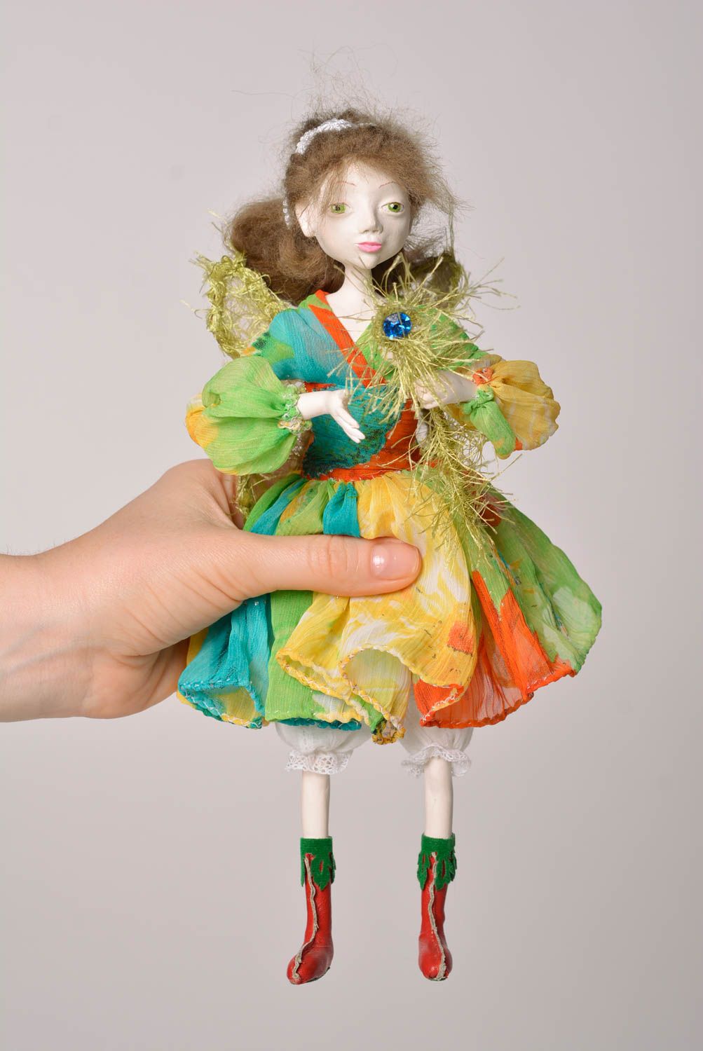 Авторская кукла игрушка ручной работы декоративная кукла лесная фея с посохом. фото 4