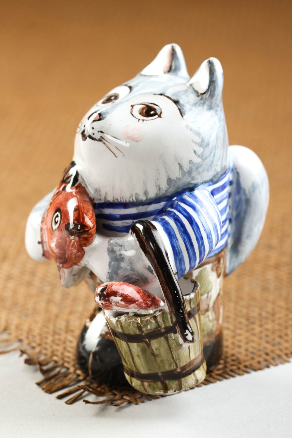 Figur aus Ton handmade Deko ausgefallenes Geschenk Katze Figur Keramik foto 1