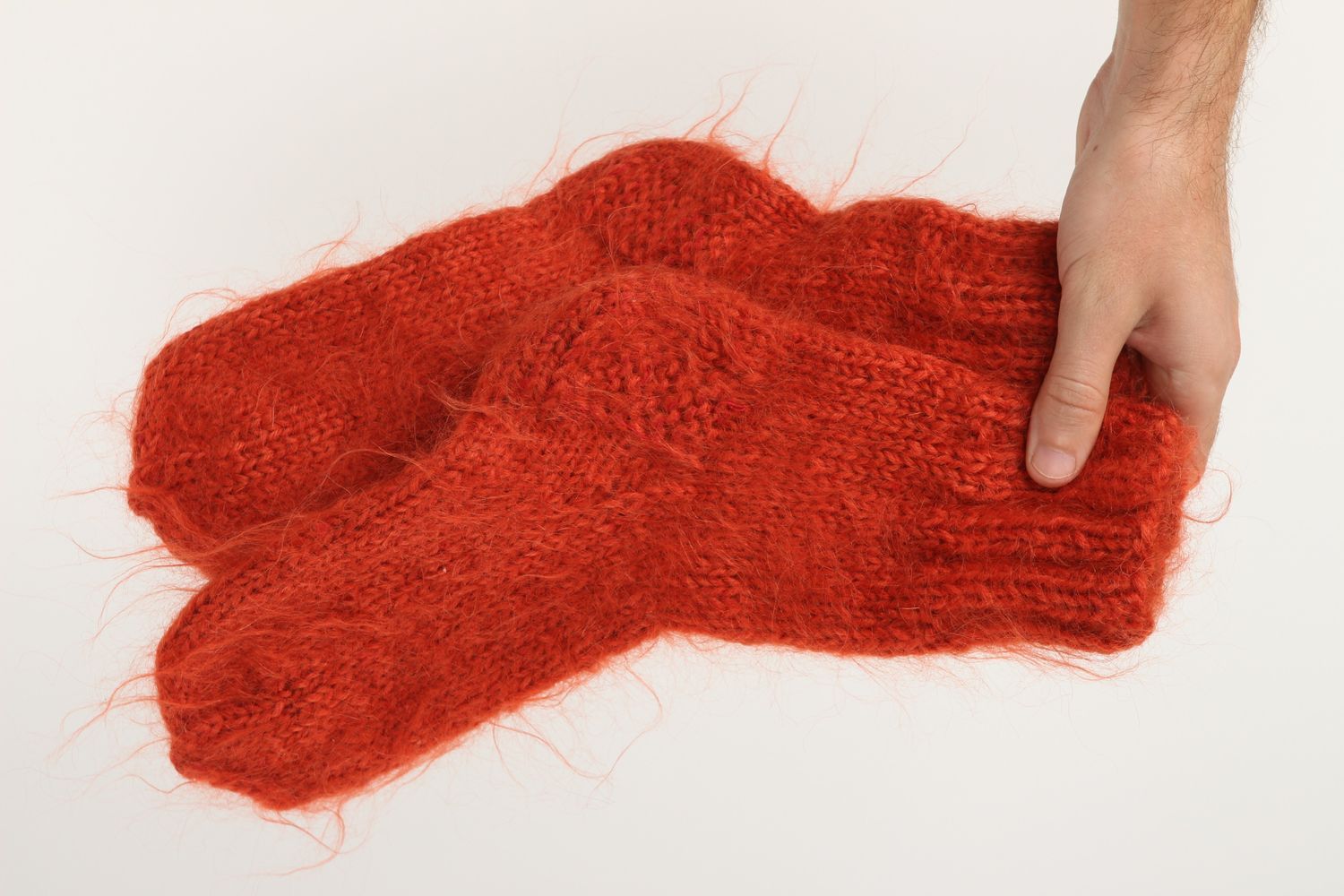 Красные носки ручной работы из шерсти женские носки шерстяные носки 37-38 размер фото 5