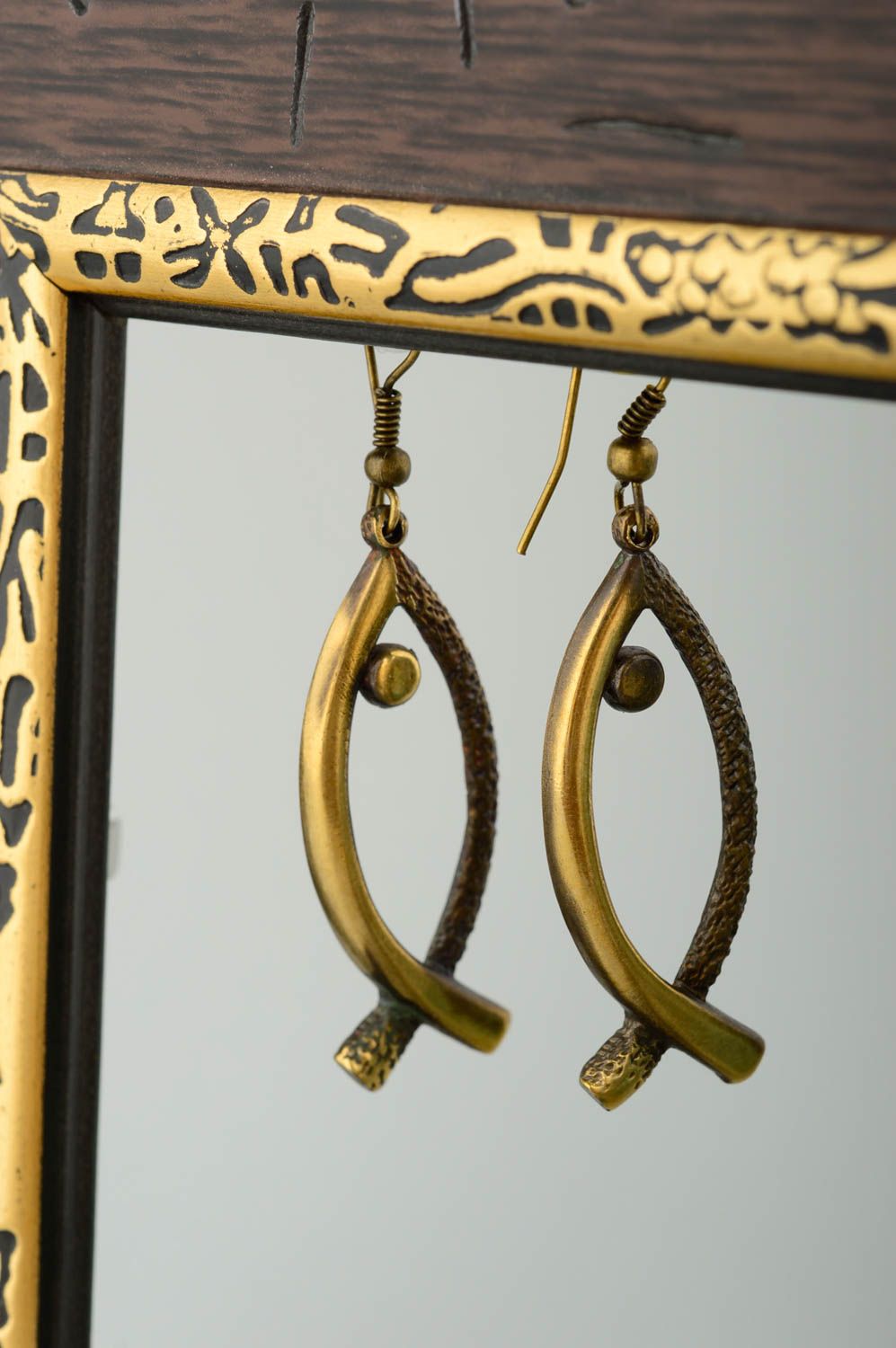 Pendientes de bronce hechos a mano hermosos aretes de moda accesorio de mujer  foto 1