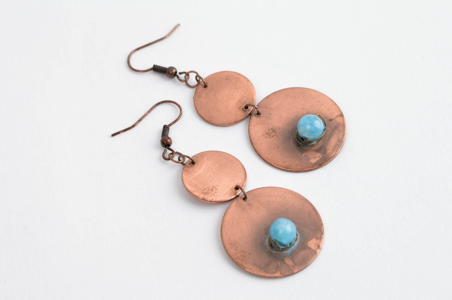 Massive handmade metal earrings brass earrings design metal craft gifts for her photo 3