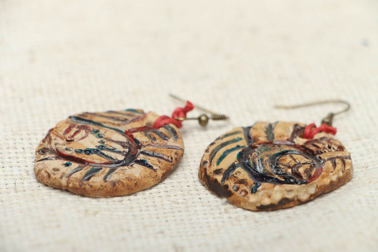 Clay earrings in ethnic style photo 2