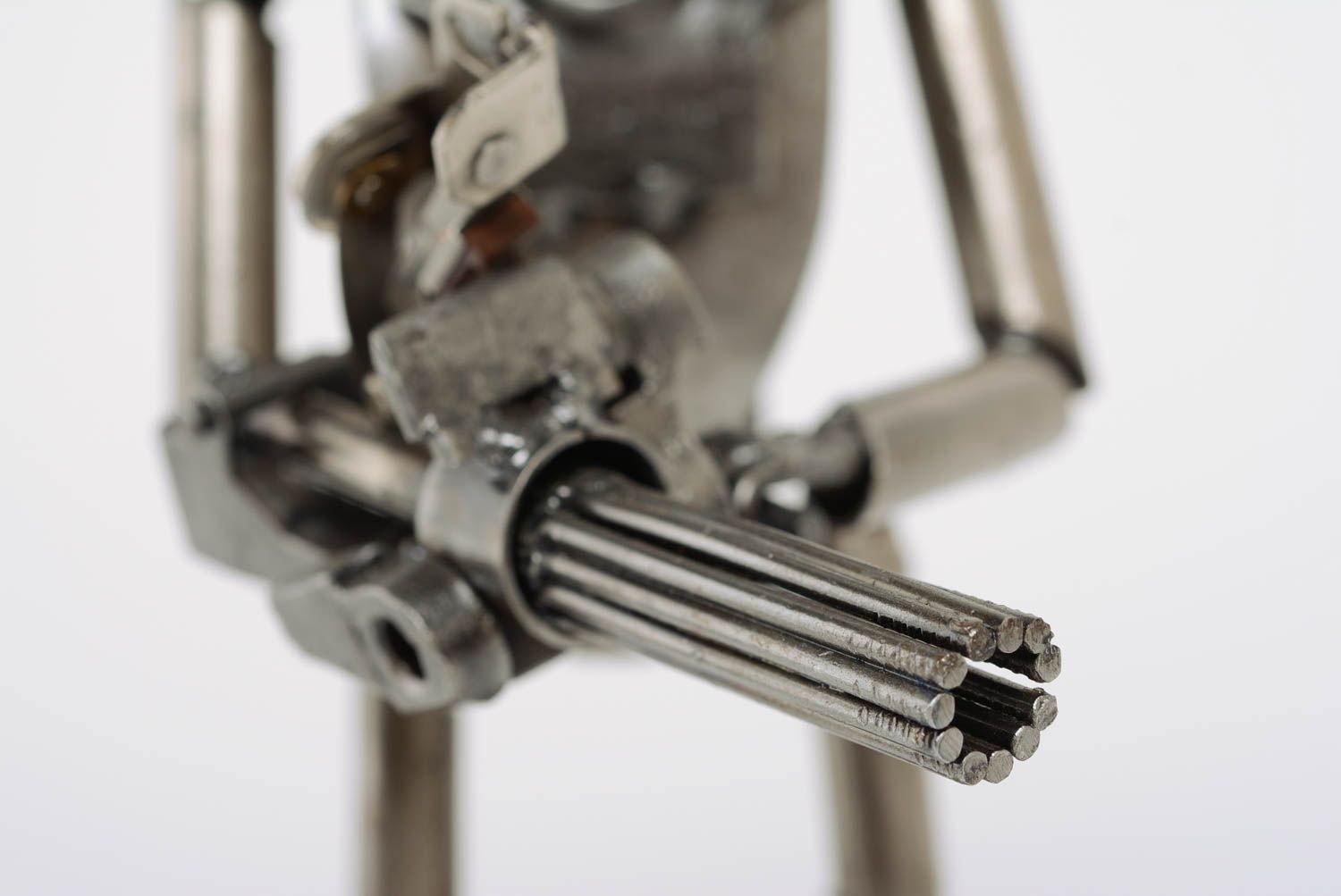 Handmade designer miniature metal figurine of robot in techno art style photo 3