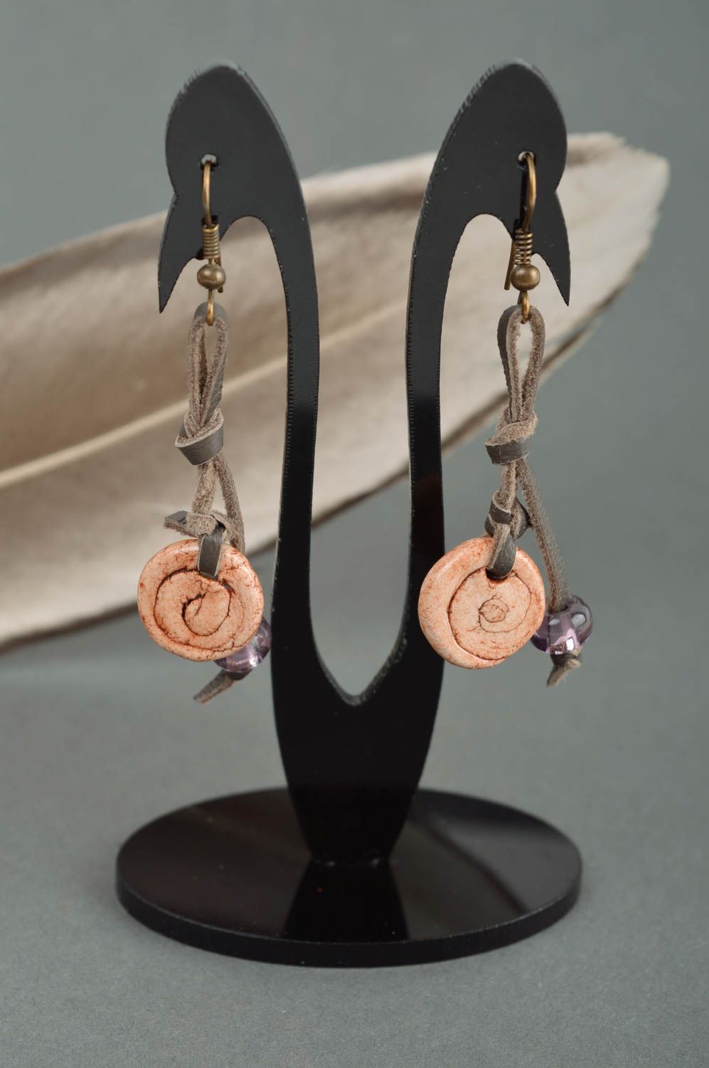 Beautiful handmade plastic earrings fashion accessories artisan jewelry  photo 1