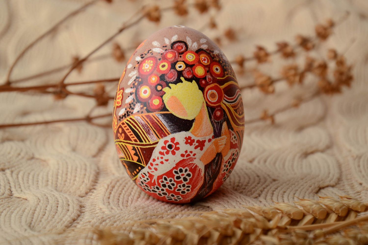 Handmade painted goose egg photo 1