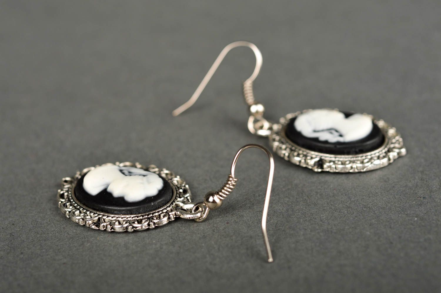 Handmade earrings with cameo, handmade bijouterie accessory for women great gift photo 4