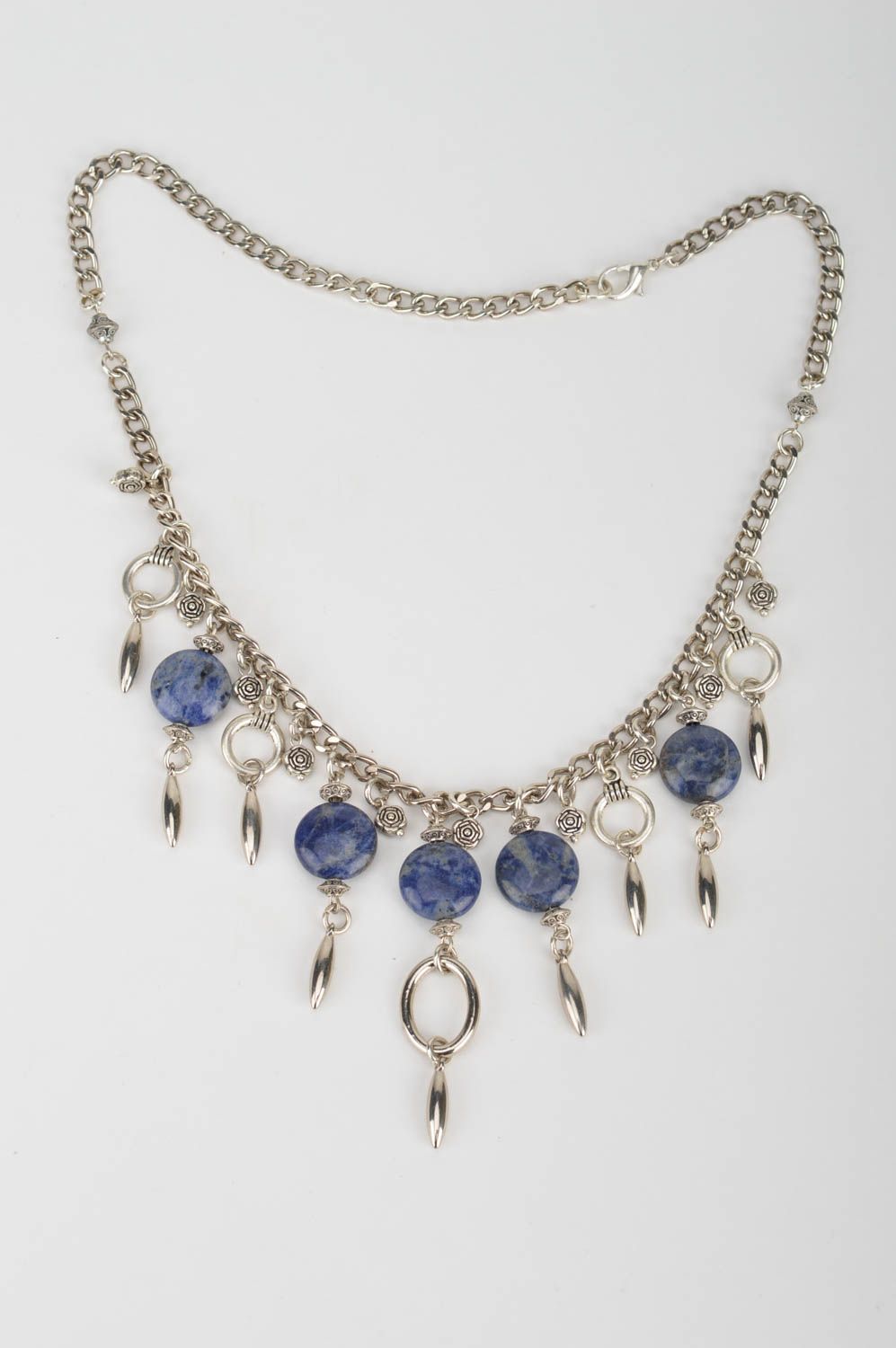 Handgeschaffene modische stilvolle Metall Halskette mit Perlen Gewitterhimmel foto 5