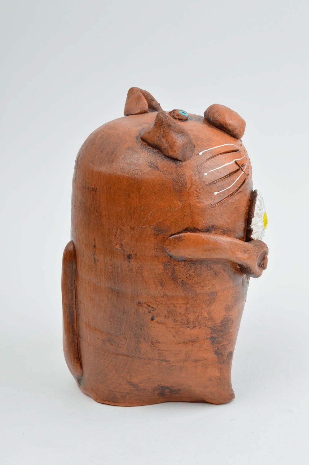 Handmade ceramic statuette unusual clay figurine interior decor ceramic cat photo 3