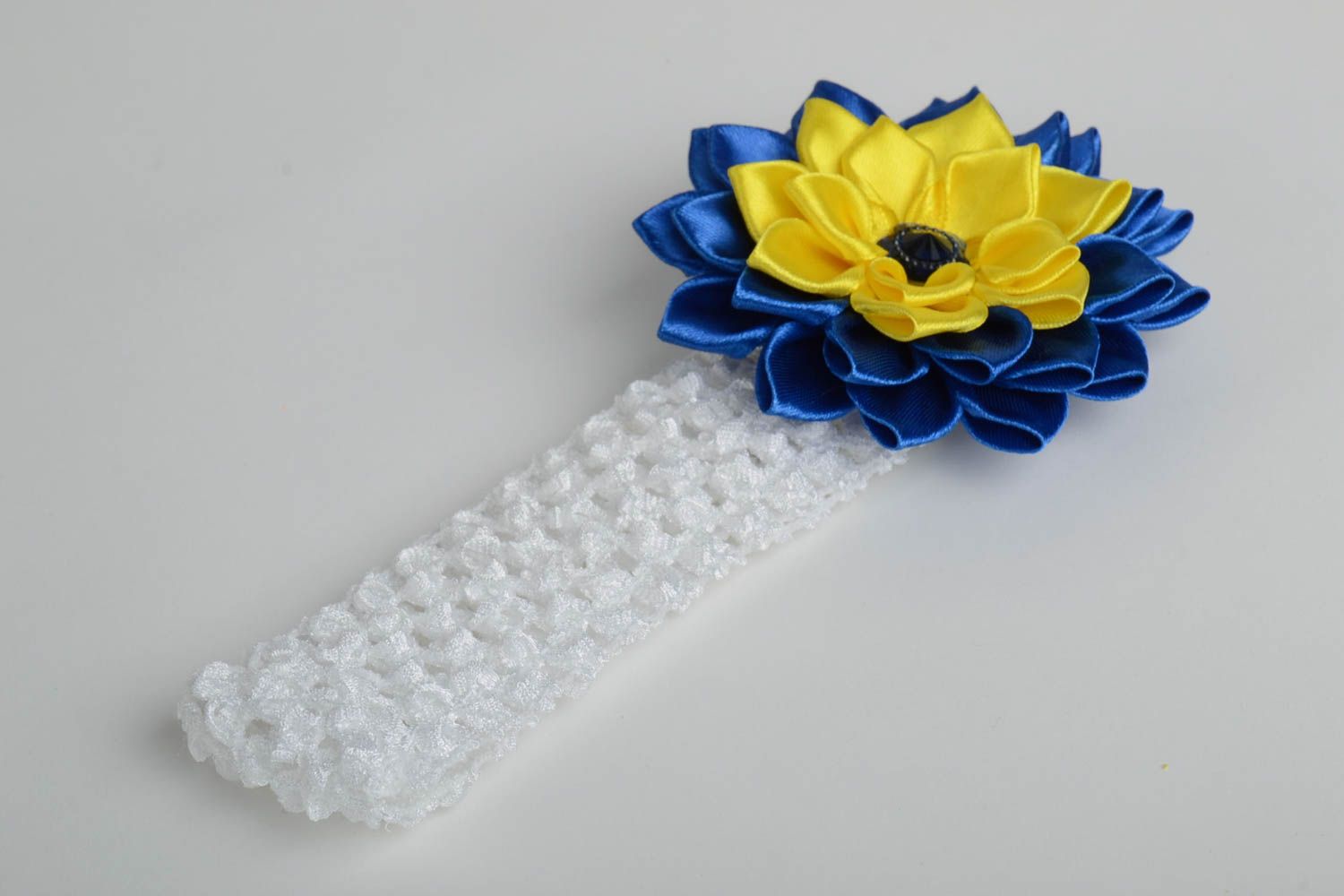 Haarband Blumen handmade Haarschmuck Blumen Accessoires für Kinder blau weiß foto 3