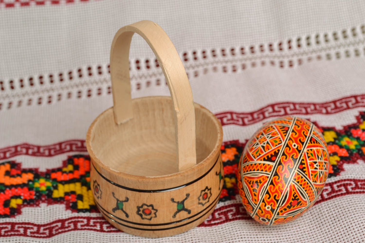 Easter egg in carved basket photo 5