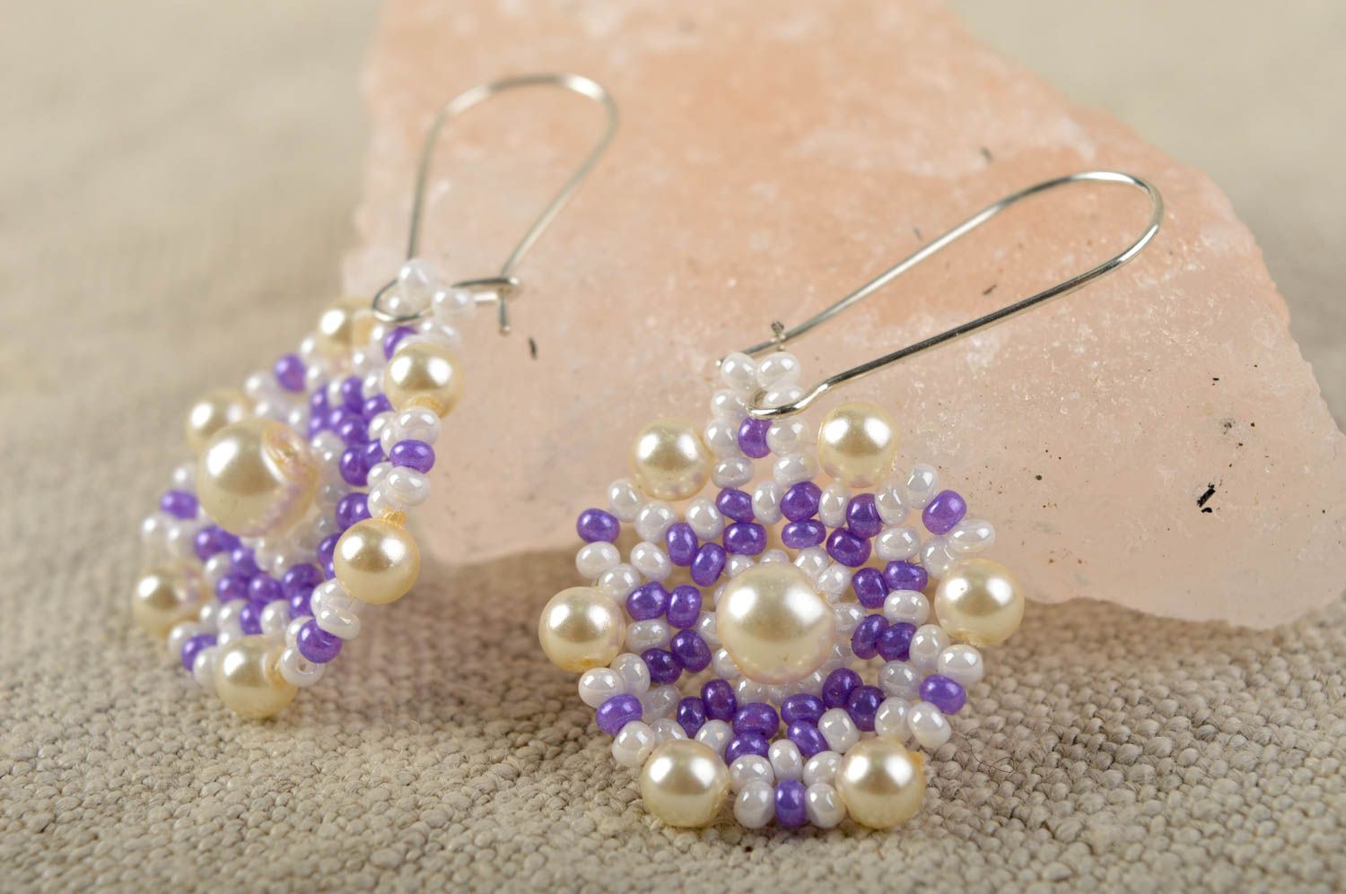 Handmade stunning jewelry unusual beaded earrings beautiful cute earrings photo 1