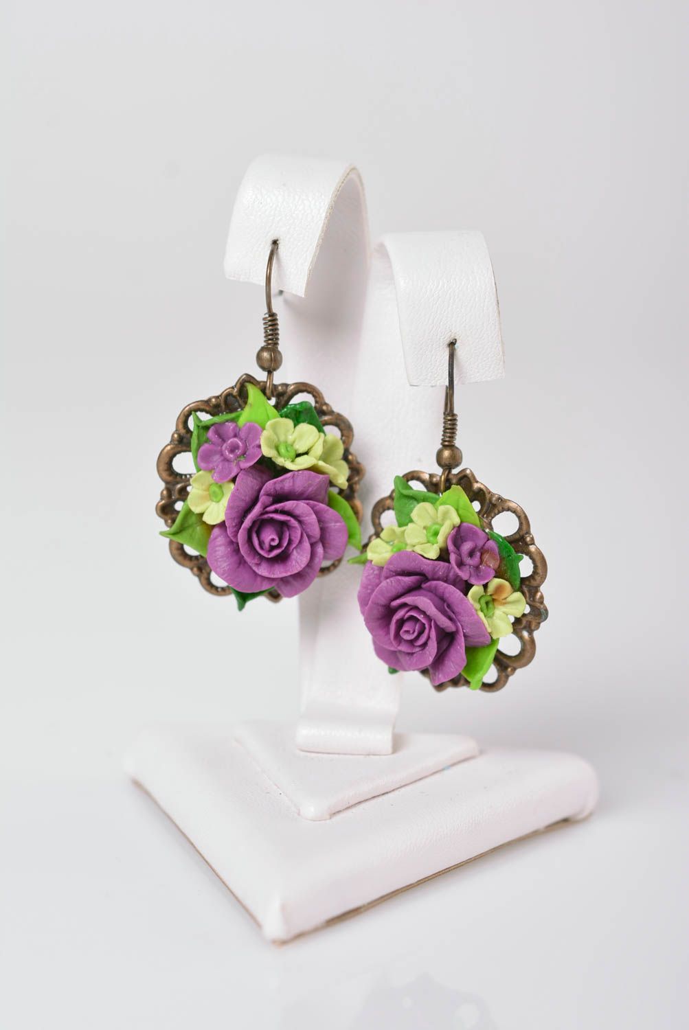 Zarte Blumen Ohrringe in Lila handmade Geschenk Ideen Accessoire für Frauen foto 1