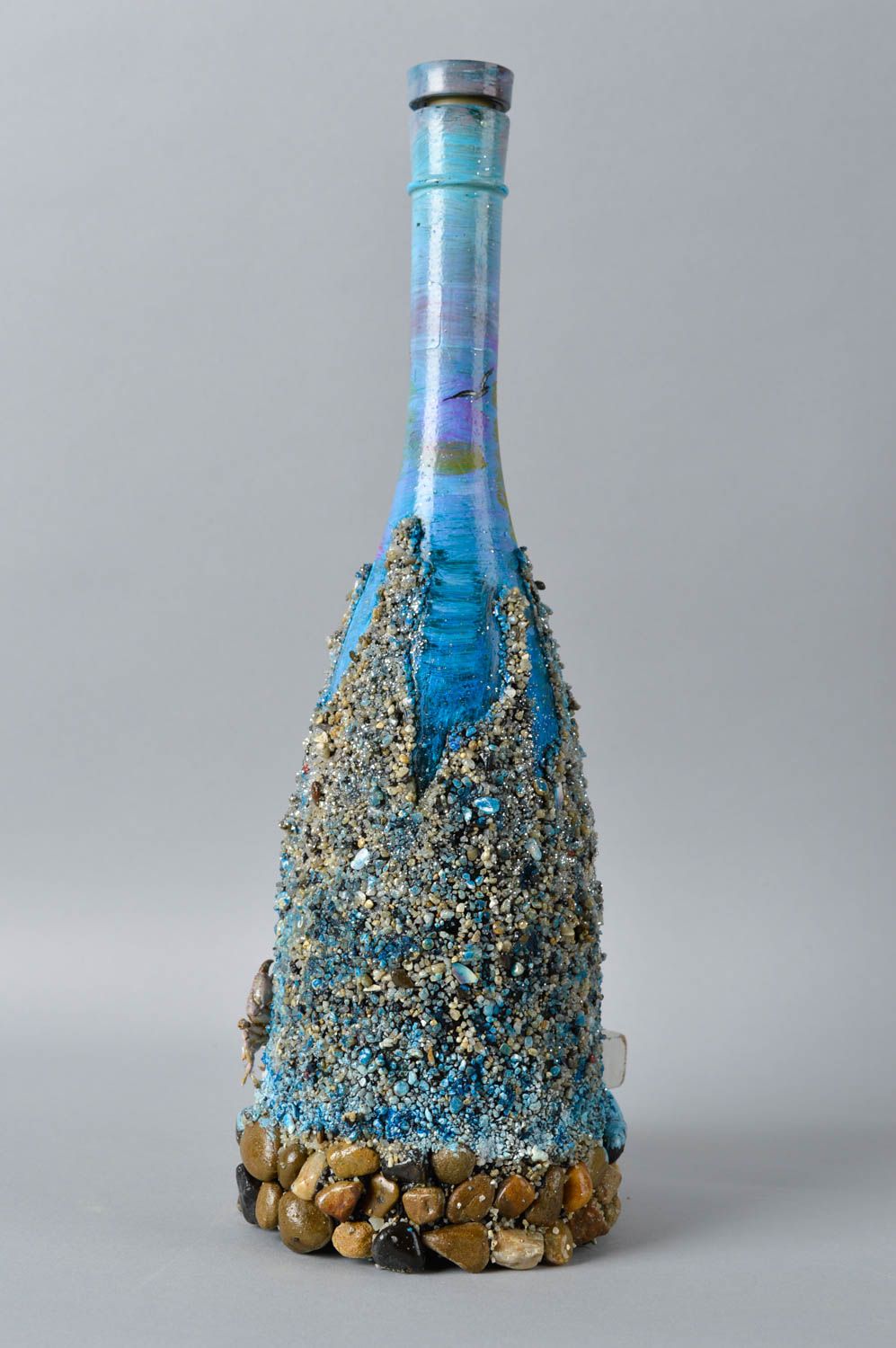 Стеклянная бутылка хэнд мэйд морская с песком украшение для дома декор квартиры фото 3