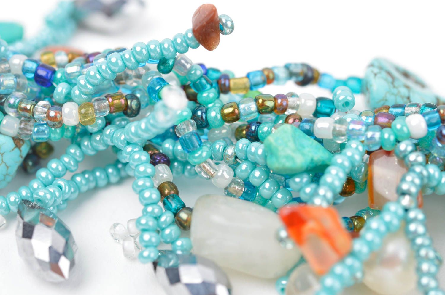 Parure de Bijoux en perles de rocaille faite main Accessoires mode turquoise photo 5
