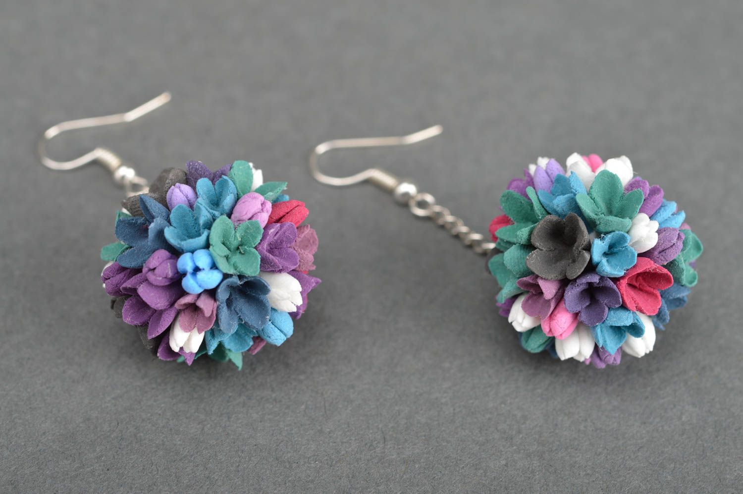 Beautiful handcrafted polymer clay flower earrings designer jewelry for girls photo 2