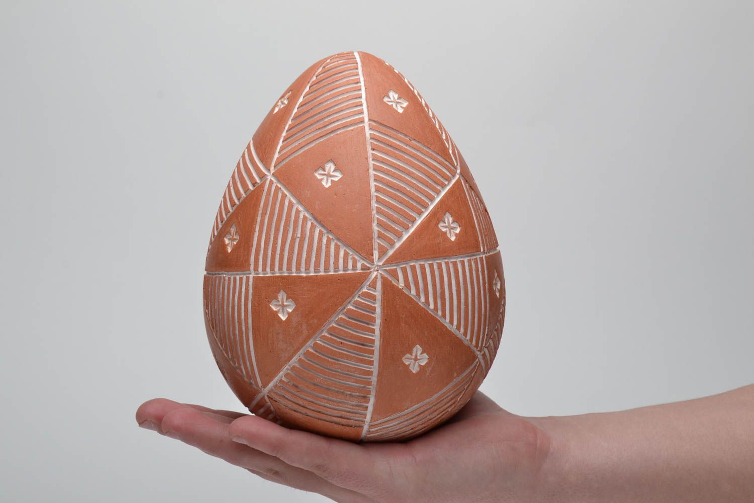 Œuf de Pâques céramique fait main moulé grand peint en argile naturelle photo 5