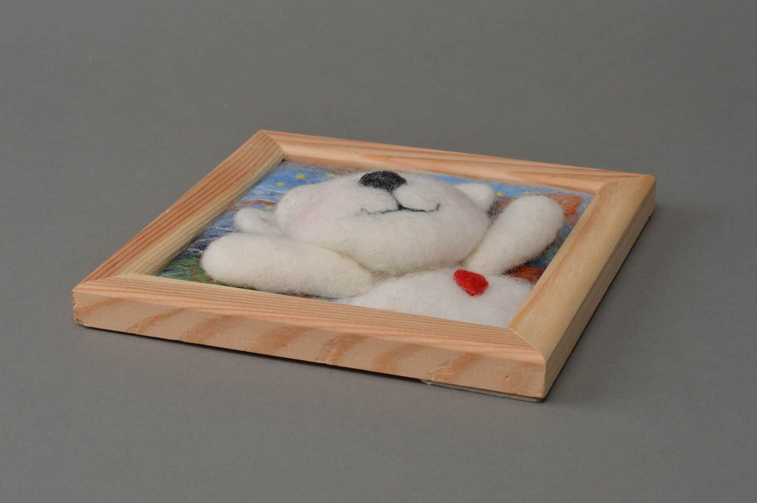 Cuadro infantil artesanal elemento decorativo regalo original en marco de madera foto 3