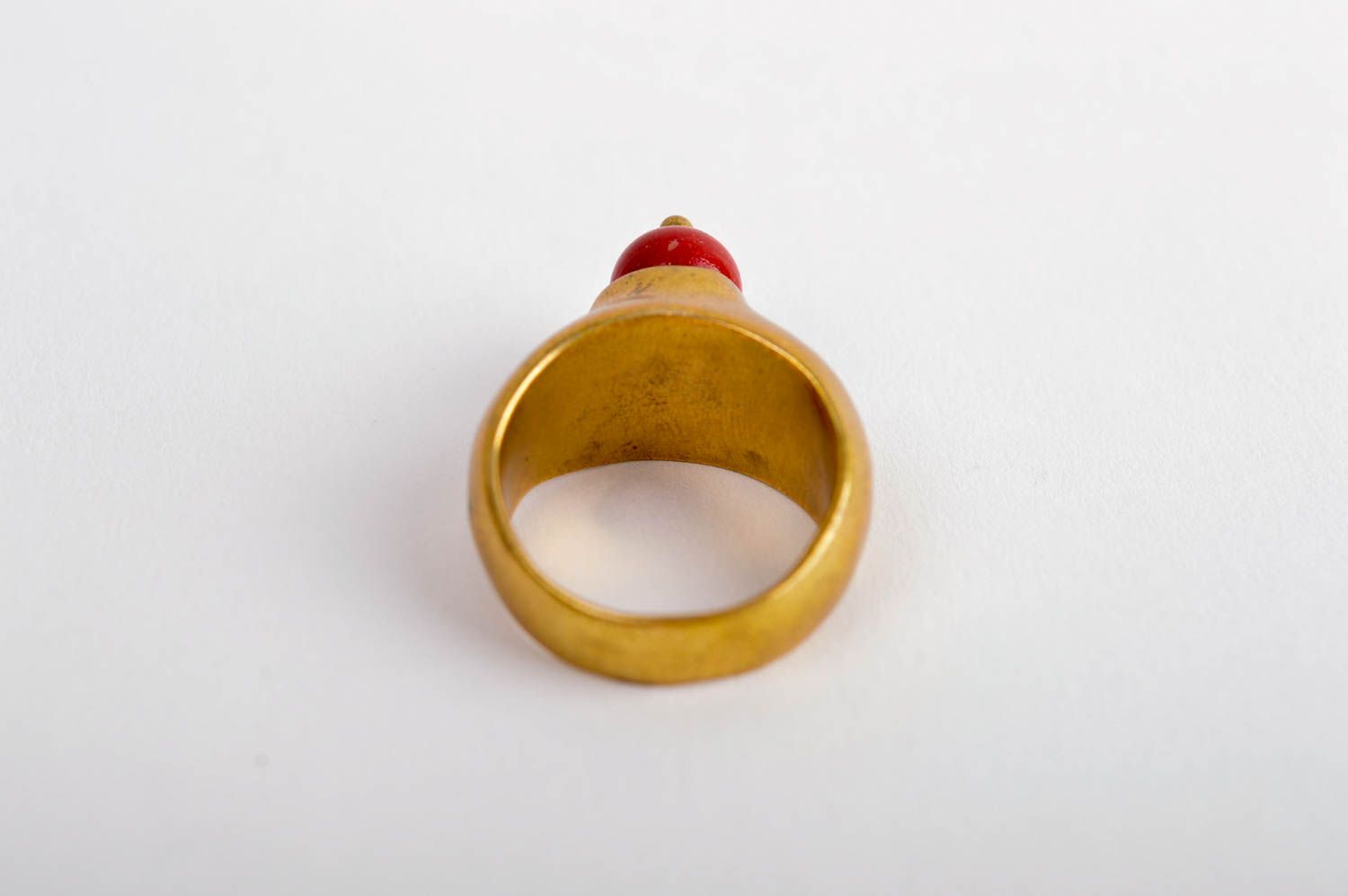 Handgemachter Schmuck Damen Ring mit Stein modisches Accessoire schön Messing foto 4
