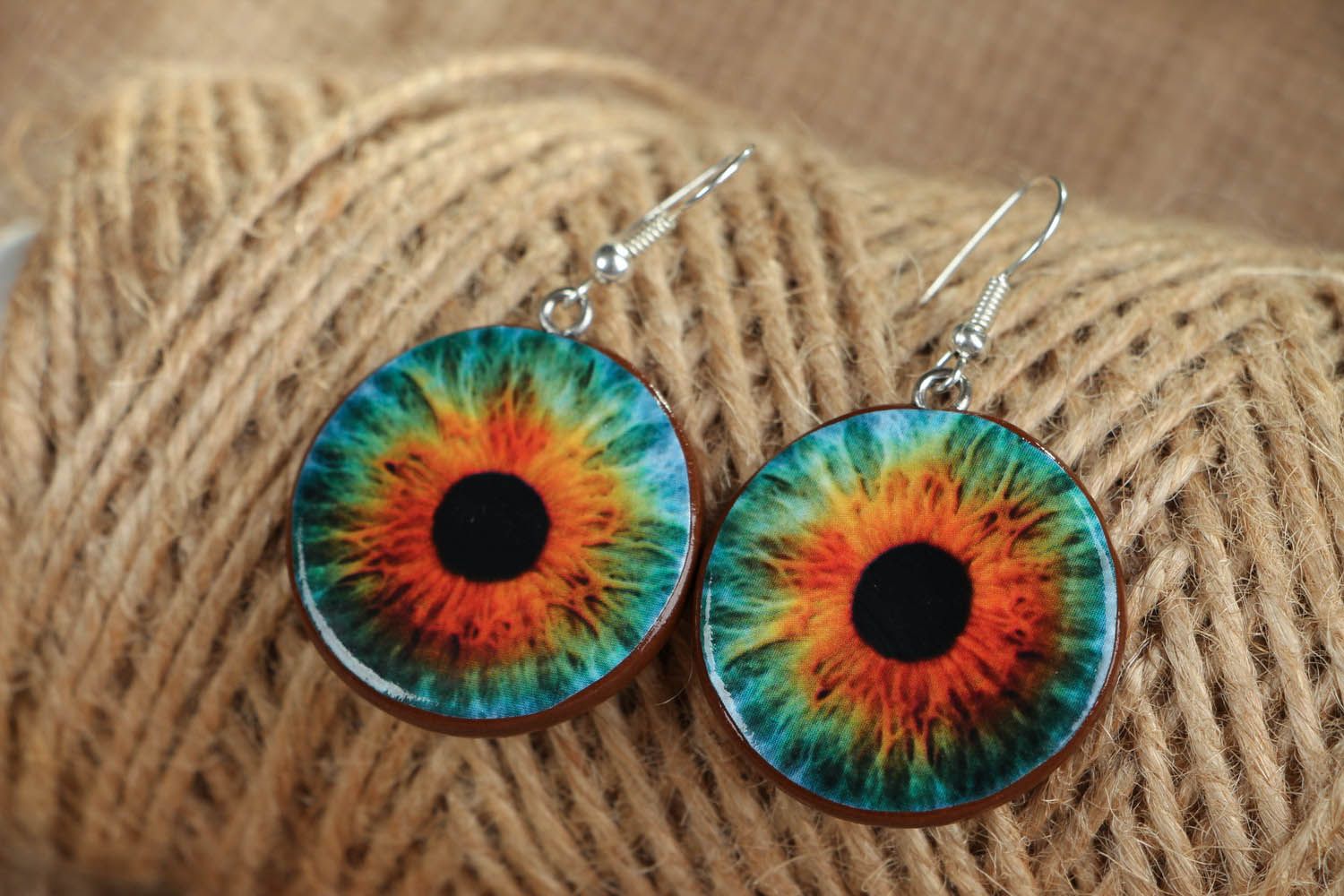 Earrings made ​​of polymer clay Eyes photo 3
