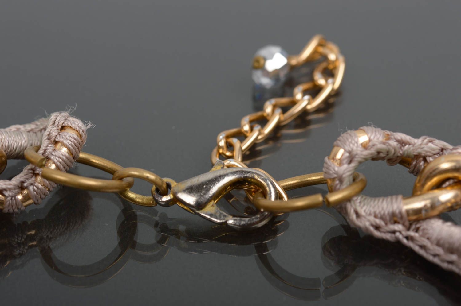Колье ручной работы колье крючком ожерелье из ниток с натуральными камнями фото 4