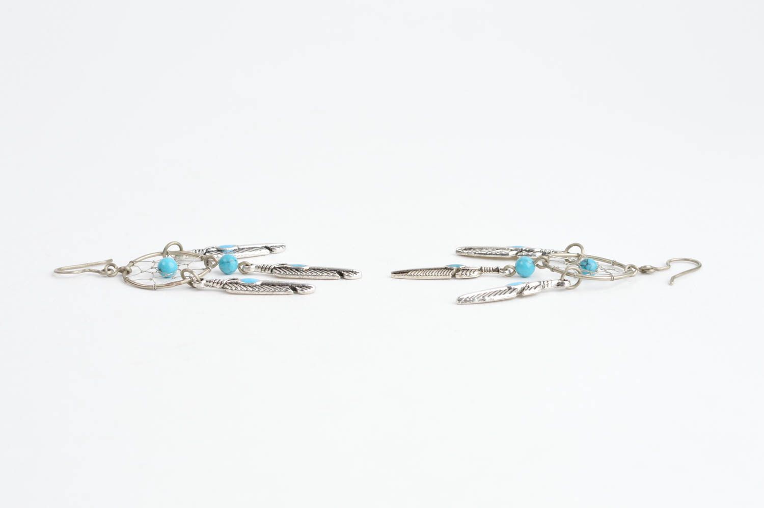 Handmade Metall Ohrringe in Blau Juwelier Modeschmuck lange Ohrringe schön foto 2