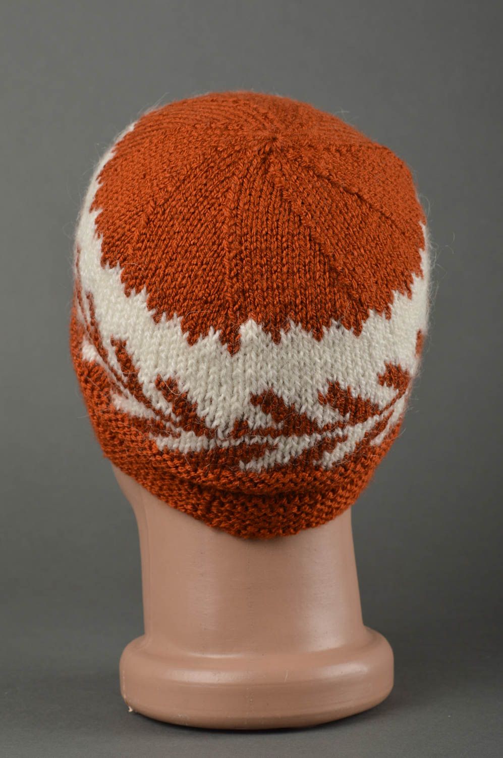 Bonnet tricot Chapeau au crochet fait main bicolore chaud Vêtement enfant photo 2