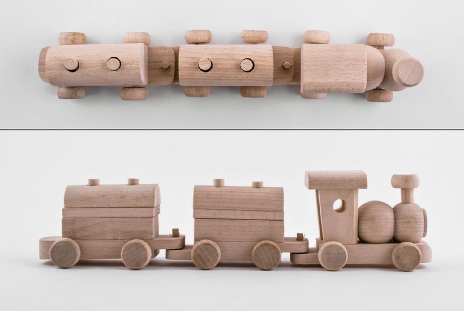 Wooden train with wagons photo 2