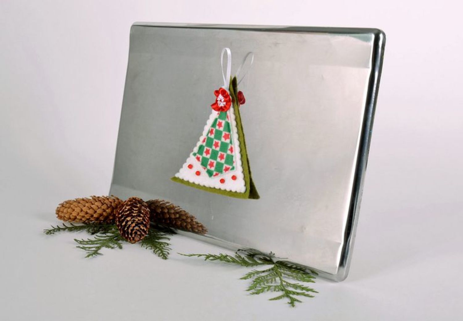 Handgemachter Kühlschrankmagnet aus Filz Weihnachtsbaum foto 1