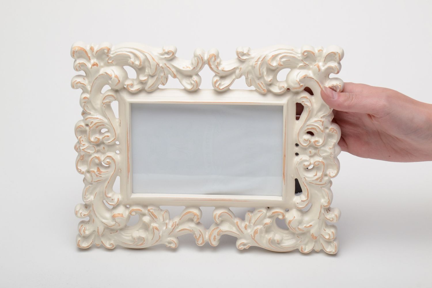 White carved photo frame 10x15 photo 5